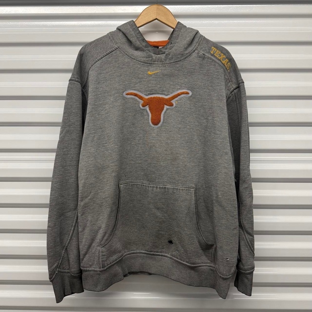 VTG Nike Texas Longhorns Football Center Swoosh Hooded Sweatshirt Size L